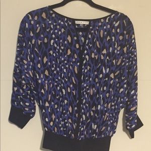 Trina Turk Dolman Sleeve Leopard Print Top XS